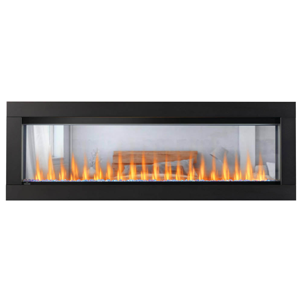 Napoleon CLEARion 60-Inch Built-In See-Through Electric Fireplace with Logs, Crystal Media & Remote