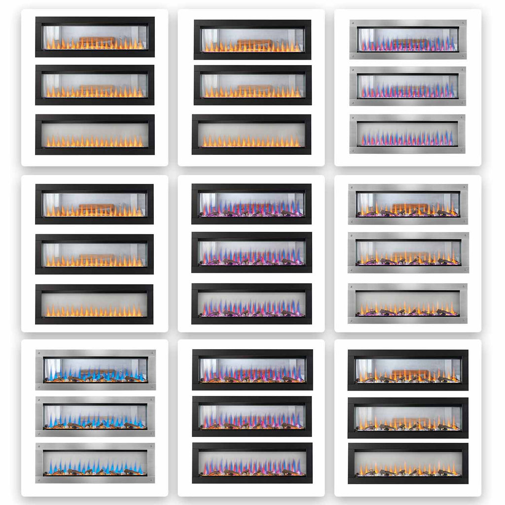 Napoleon CLEARion 60-Inch Built-In See-Through Electric Fireplace with Logs, Crystal Media & Remote