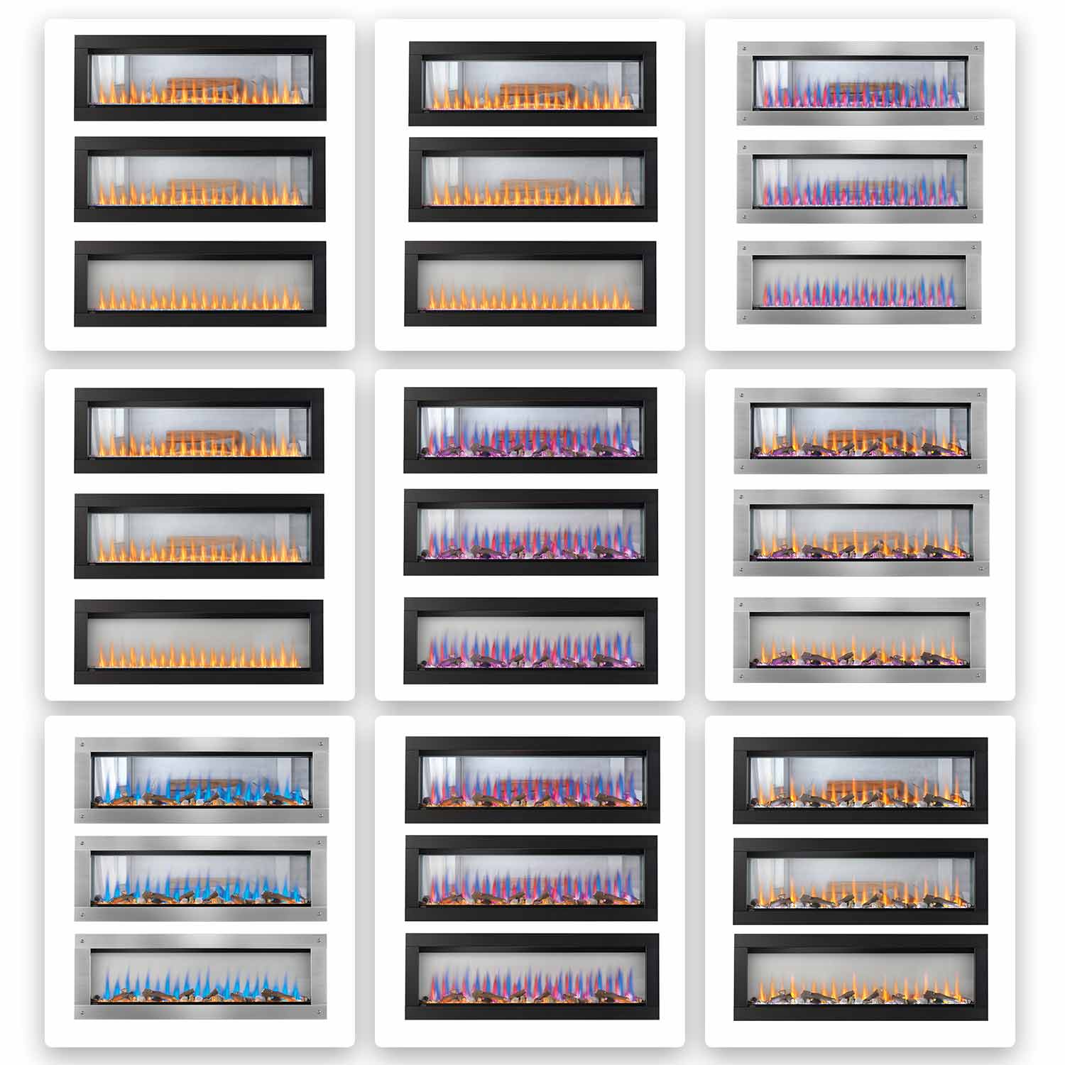 Napoleon CLEARion 60-Inch Built-In See-Through Electric Fireplace with Logs, Crystal Media & Remote