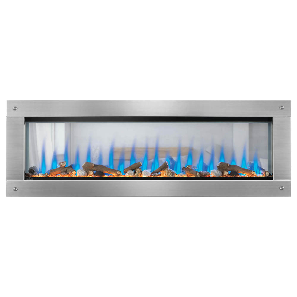 Napoleon CLEARion 60-Inch Built-In See-Through Electric Fireplace with Logs, Crystal Media & Remote