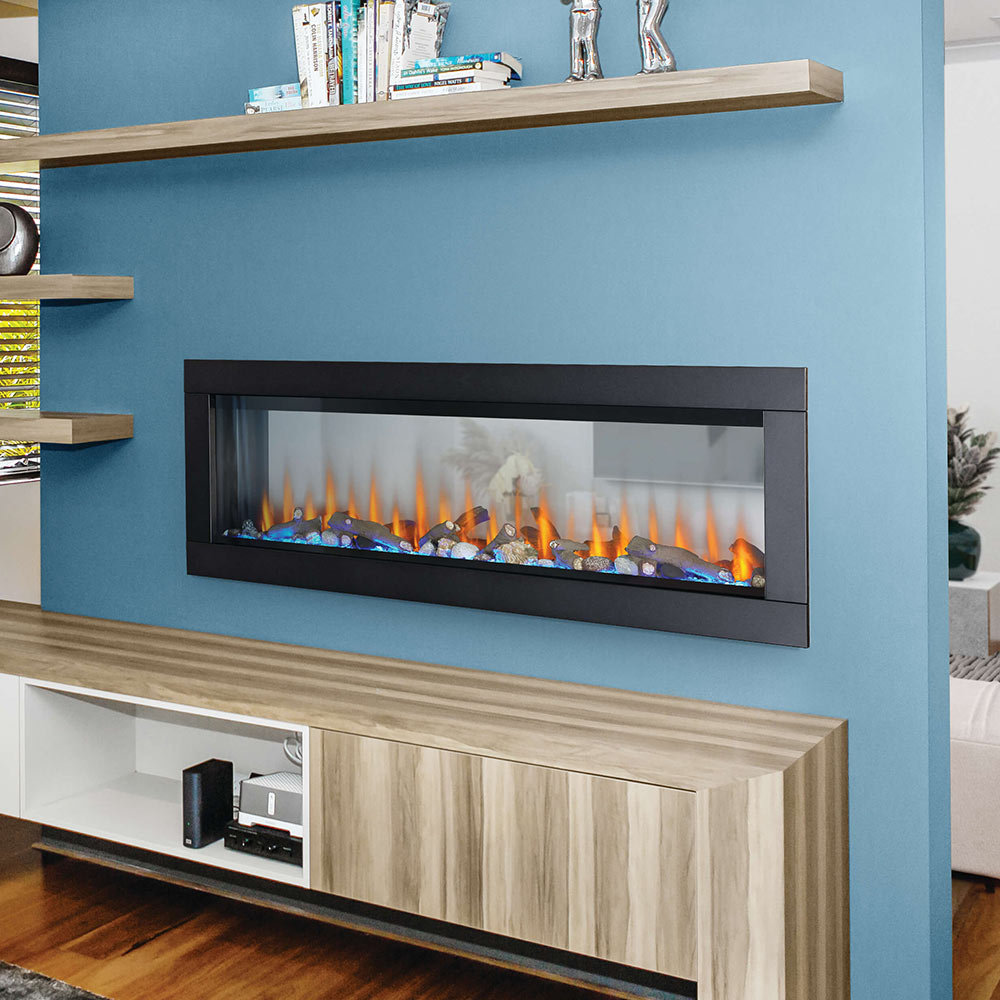 Napoleon CLEARion 60-Inch Built-In See-Through Electric Fireplace with Logs, Crystal Media & Remote