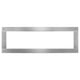 Stainless steel four-sided electric fireplace surround with rectangular opening and corner screws