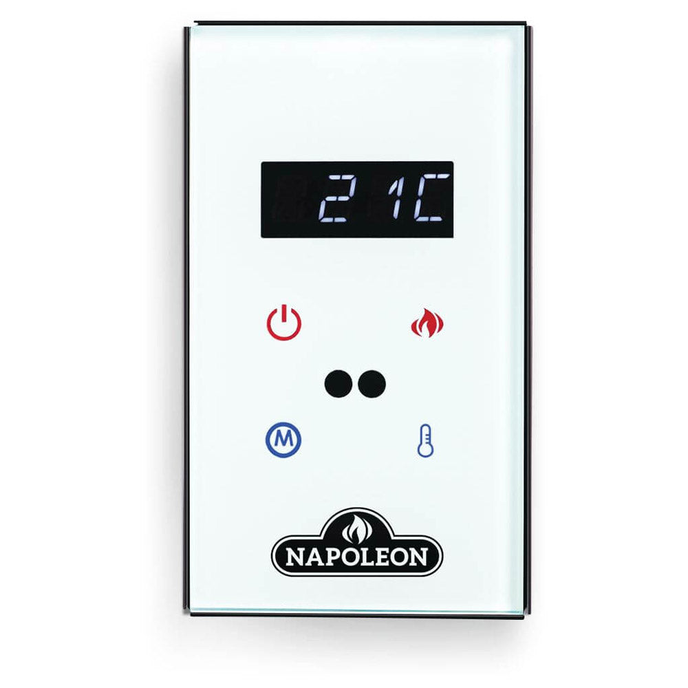 Electric fireplace remote control with LED display and Napoleon logo