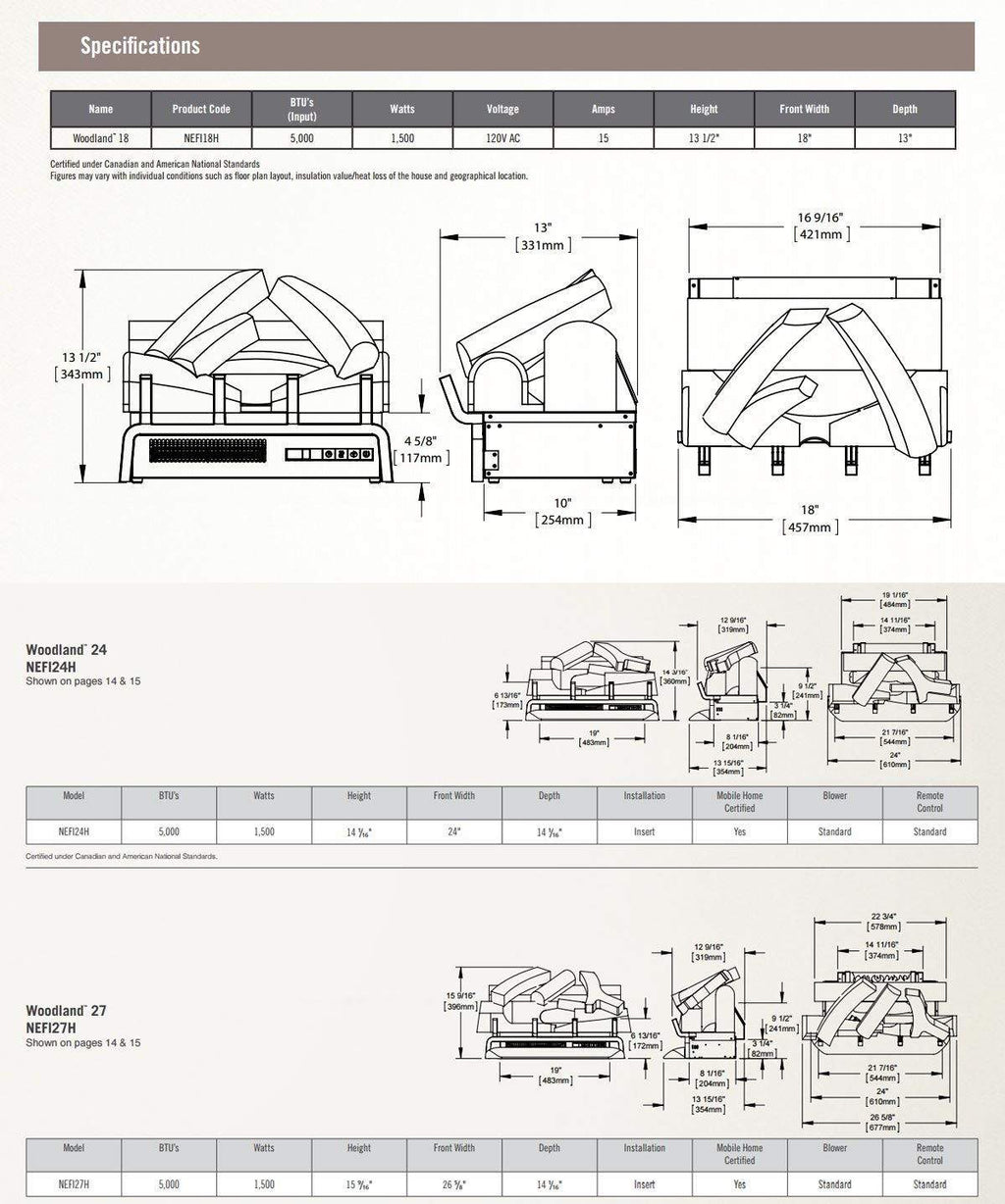 Napoleon NEFIxxH Woodland Electric Fireplace Log Set