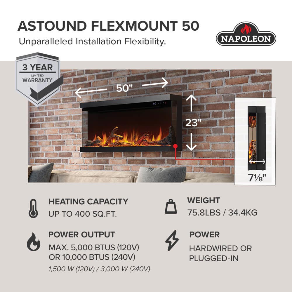 Napoleon Astound FlexMount Electric Fireplace