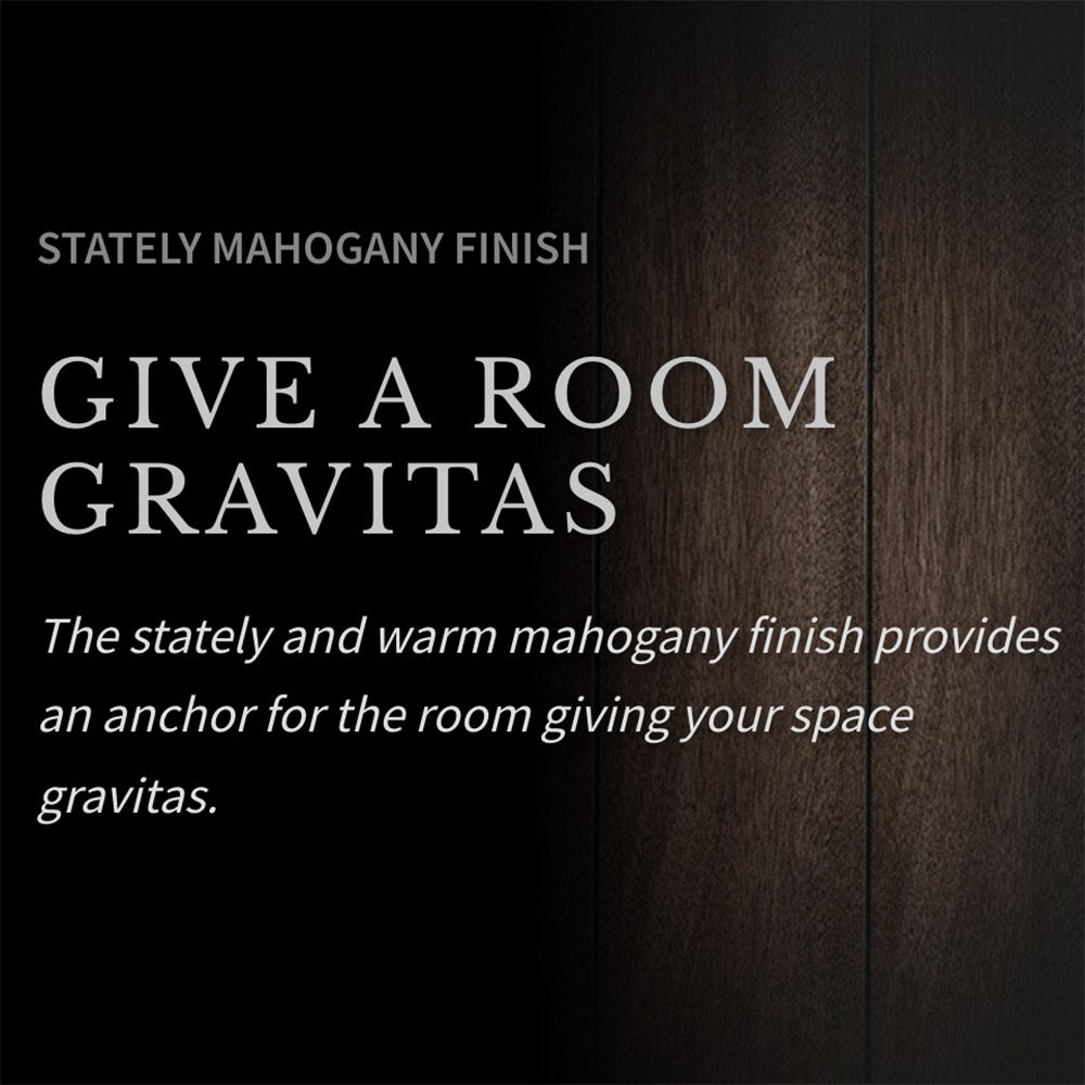 Mahogany-finish wood cabinet paneling for a fireplace TV stand