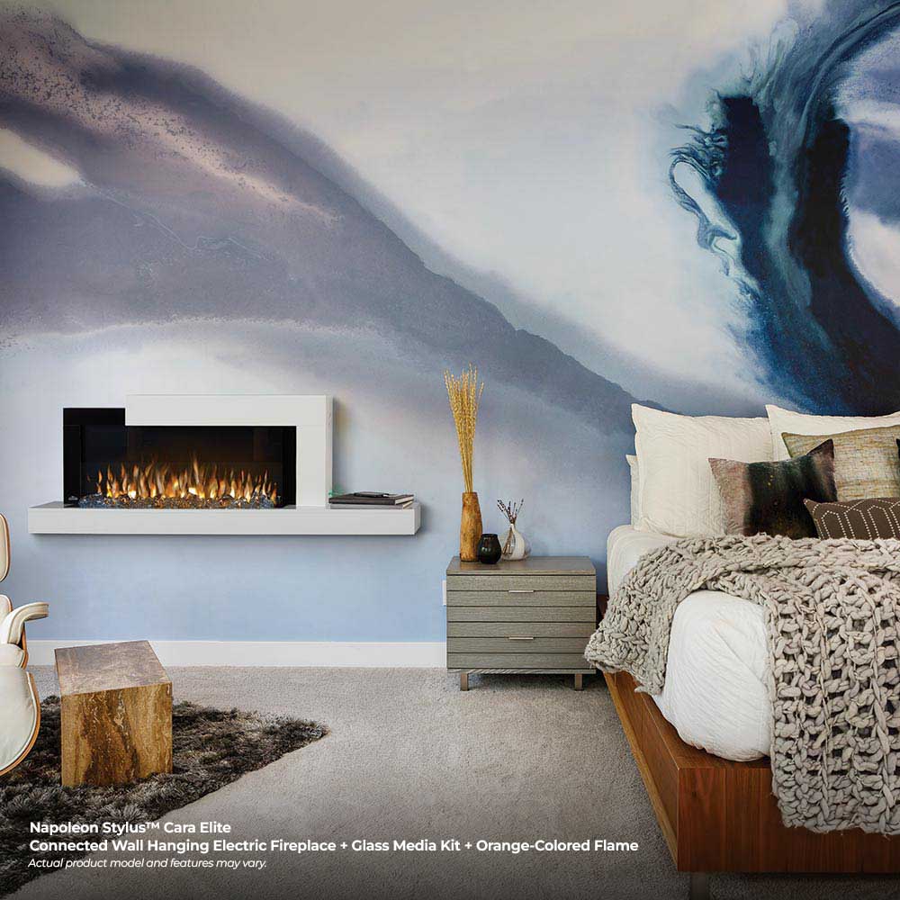 Napoleon Stylus Cara Elite Wall Mount Electric Fireplace with Remote and Wood Surround