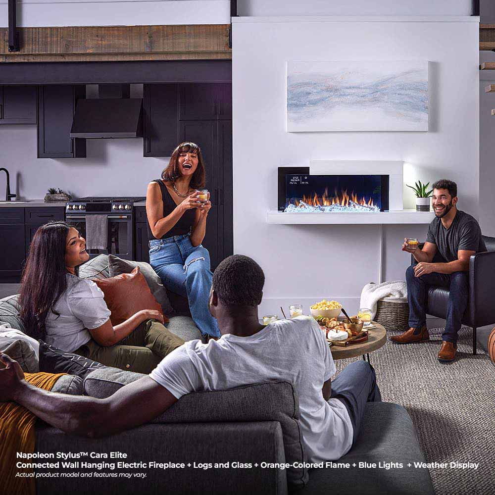 Napoleon Stylus Cara Elite Wall Mount Electric Fireplace with Remote and Wood Surround