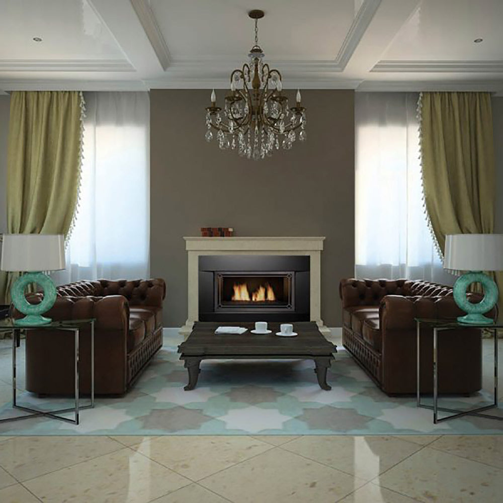 Sierra Flame NEWCOMB-36-DELUXE 36-Inch Newcomb Deluxe Direct Vent Built-In Gas Fireplace with Fireglass and Rock Media