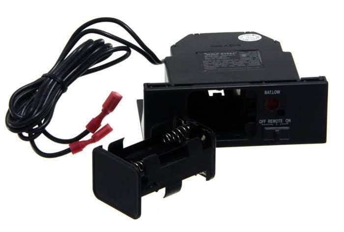 Fireplace remote control base with wiring and battery low/off switch