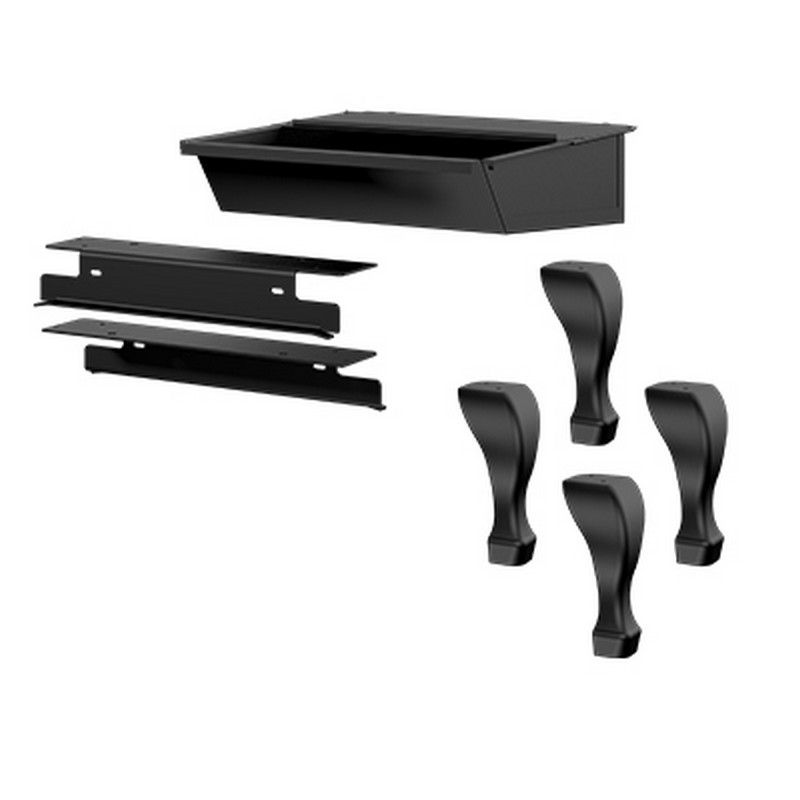 Black cast iron stove leg kit with ash drawer and mounting brackets