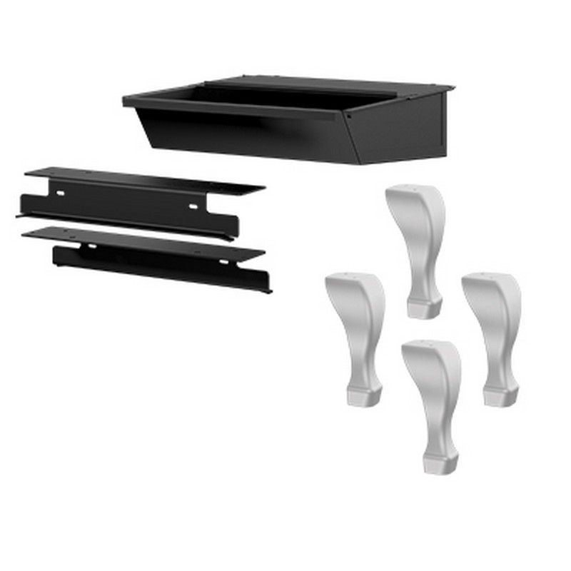 Cast iron wood stove leg kit with ash drawer, mounting brackets and brushed nickel legs