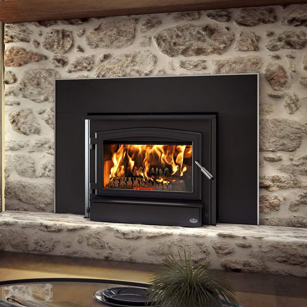 Osburn 3500 wood fireplace insert with surround and door trim