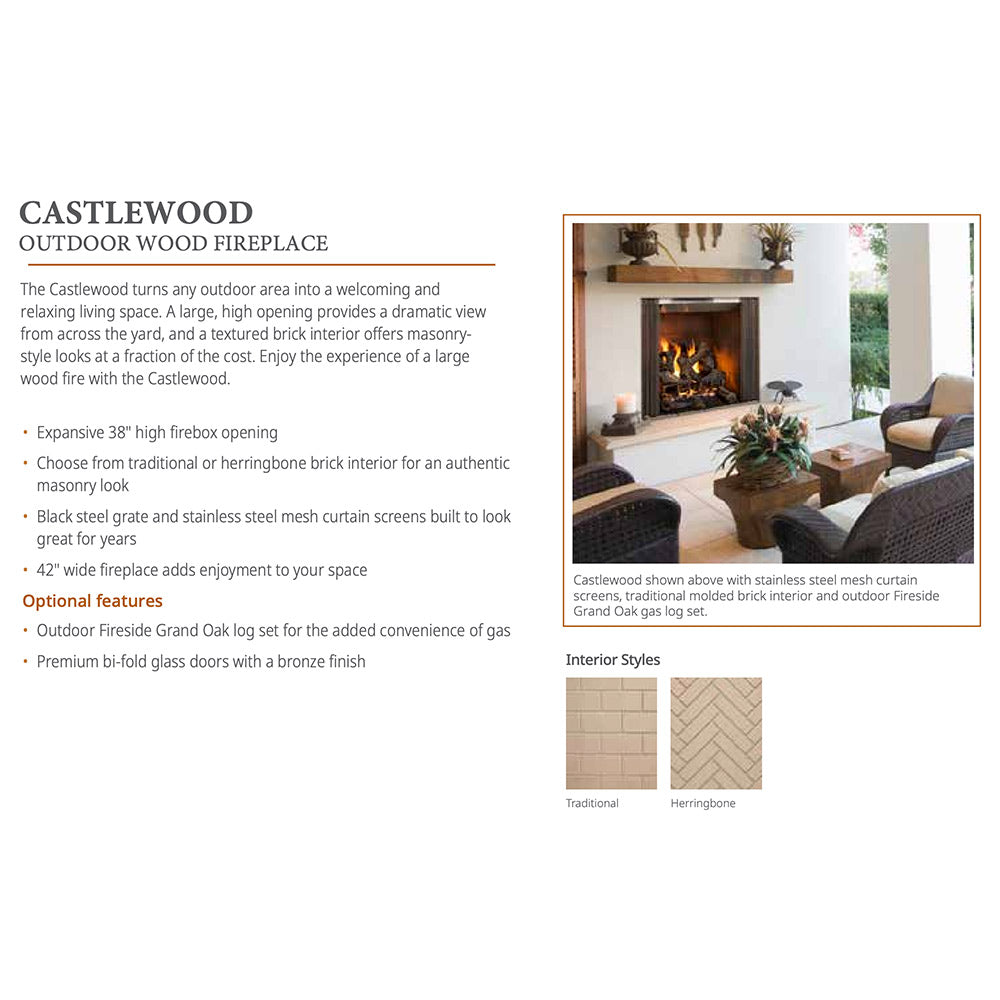 Outdoor Lifestyles Castlewood 42-Inch Outdoor Firebox with Gas Log Set