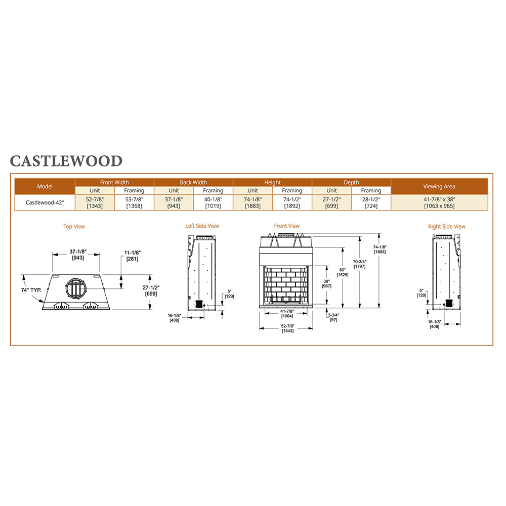 Outdoor Lifestyles Castlewood 42-Inch Outdoor Wood Fireplace