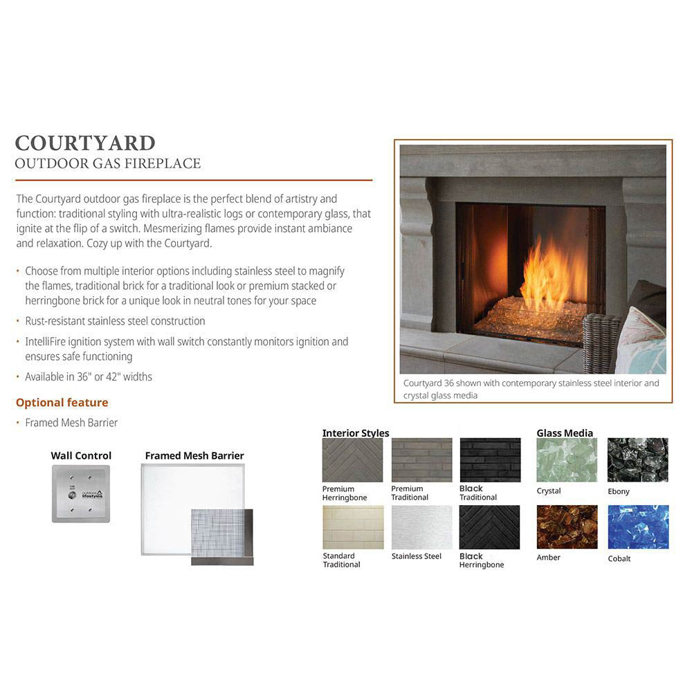 Outdoor Lifestyles Courtyard 42-Inch Contemporary Outdoor Natural Gas Fireplace