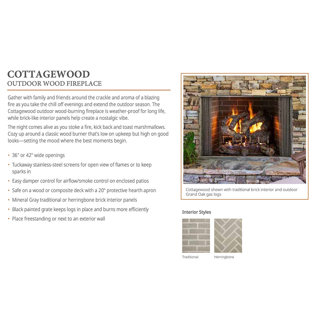 Outdoor Lifestyles Cottagewood 42-Inch Outdoor Wood Fireplace