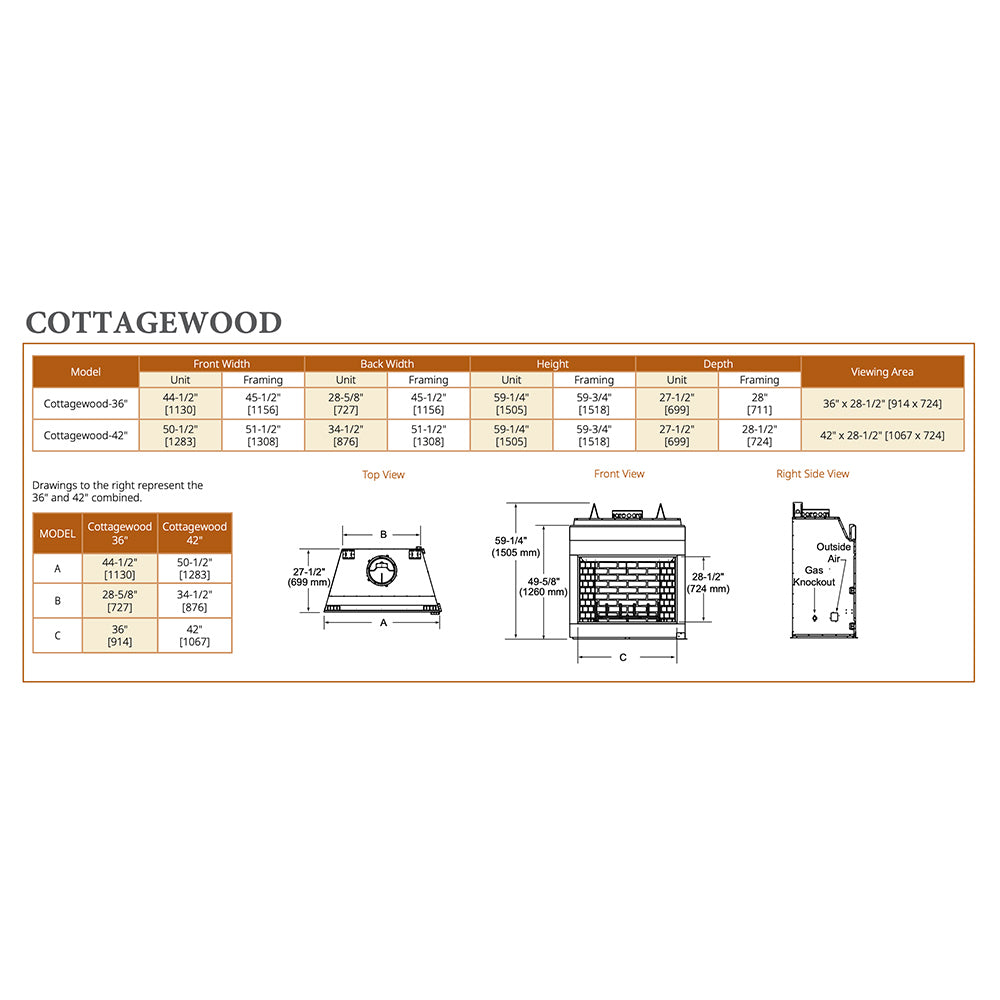 Outdoor Lifestyles Cottagewood 42-Inch Outdoor Wood Fireplace