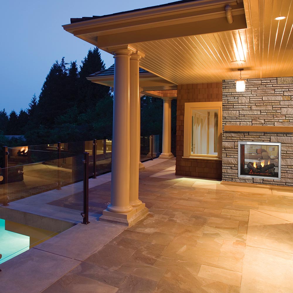 Outdoor Lifestyles Fortress 36-Inch Indoor/Outdoor See-Through Gas Fireplace with IntelliFire Ignition