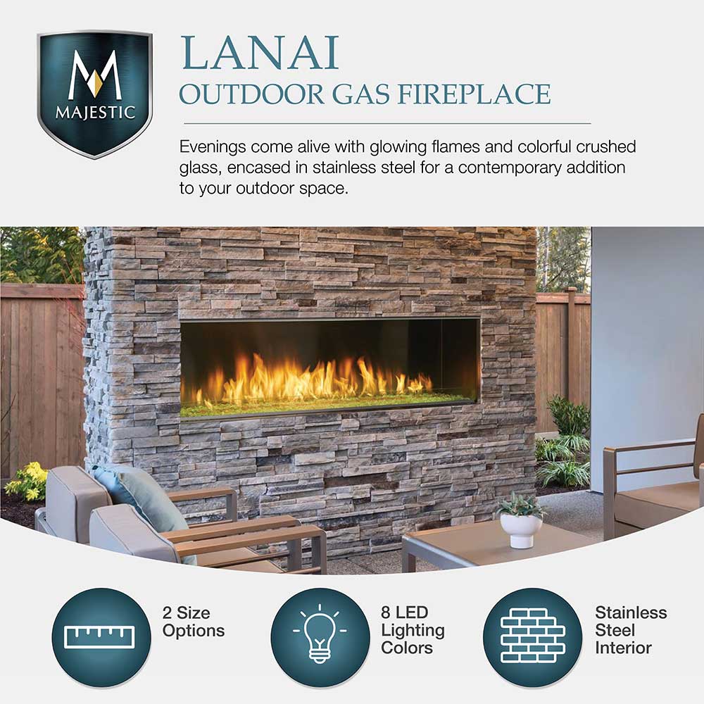 Outdoor Lifestyles Lanai 48-Inch Linear Outdoor Gas Fireplace with IntelliFire Ignition