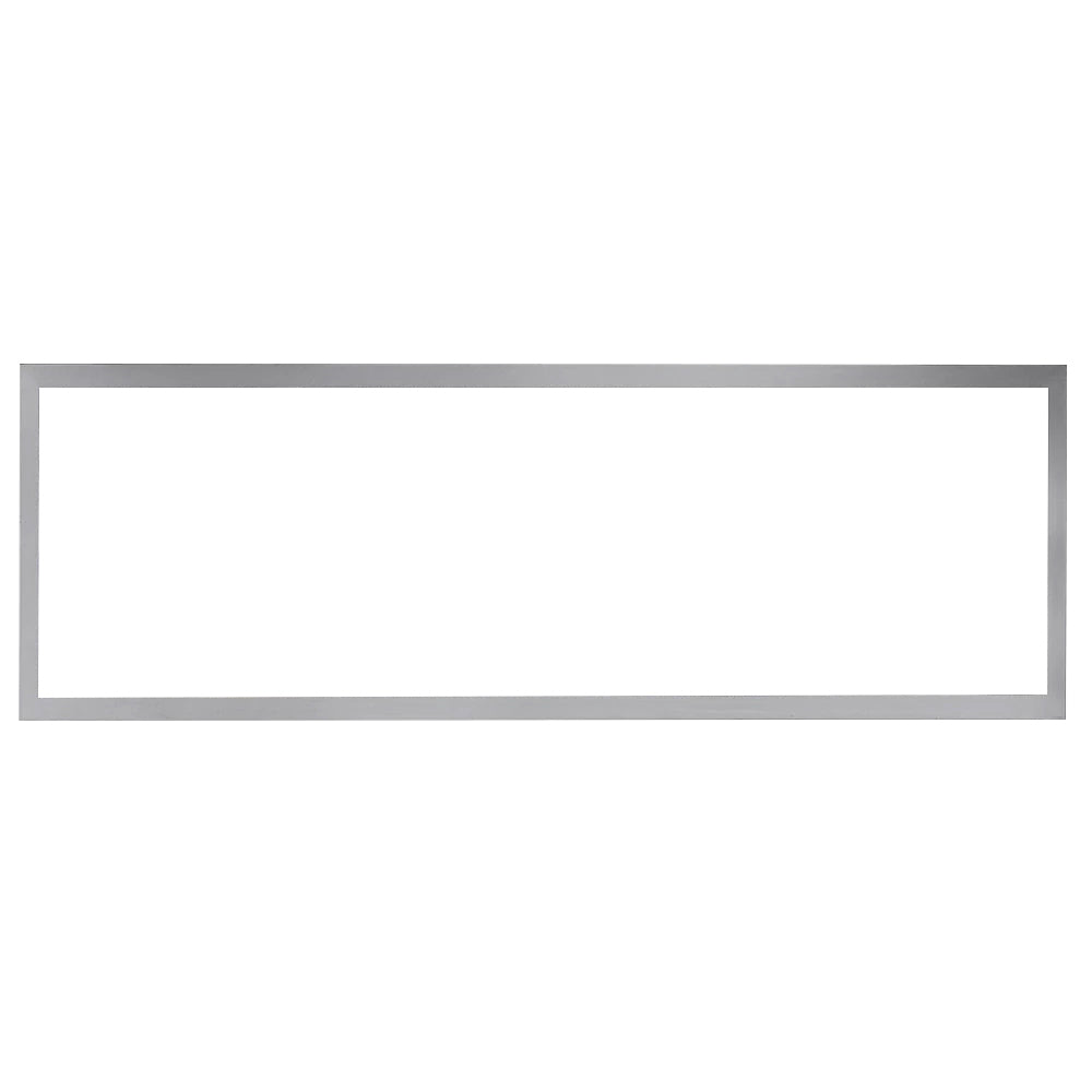 Rectangular metal trim kit frame for 48-inch outdoor gas fireplace, silver