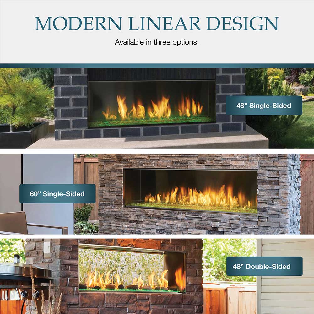 Outdoor Lifestyles Lanai 48-Inch Linear Outdoor See-Through Gas Fireplace with IntelliFire Ignition
