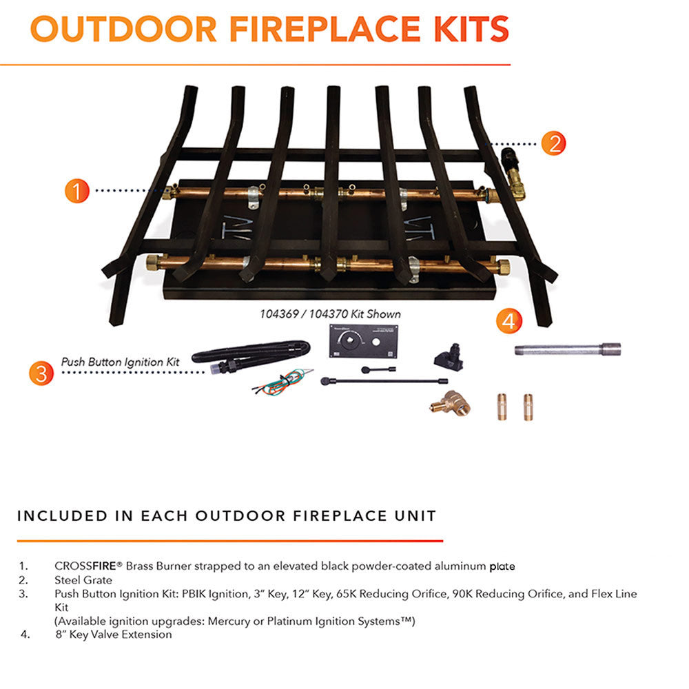 Warming Trends Outdoor Fireplace Kit for 30-Inch Opening or Larger, Tree-Style Burner