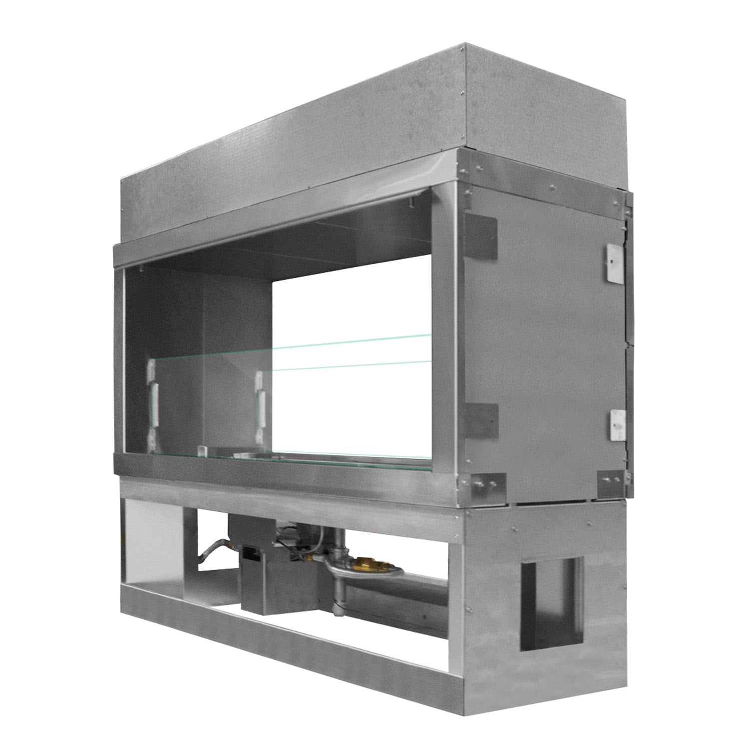 Fireplace conversion kit enclosure panel with side bracket and controls