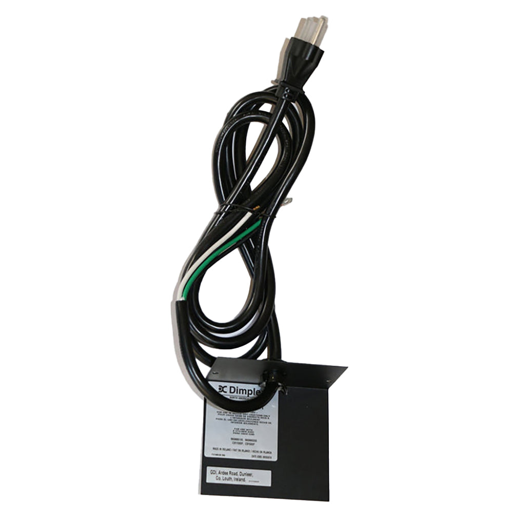 Dimplex outlet conversion kit with black power cord and labeled control box