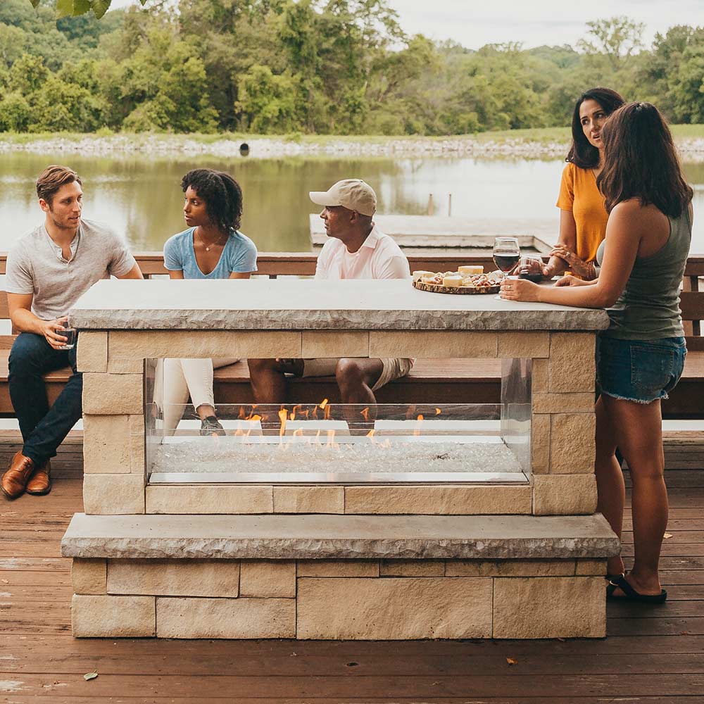 Carol Rose by Empire OLL48SP12 Ventless 48-Inch Outdoor See-Through Gas Fireplace, Battery-Powered Spark Ignition, Multicolor LED Lighting