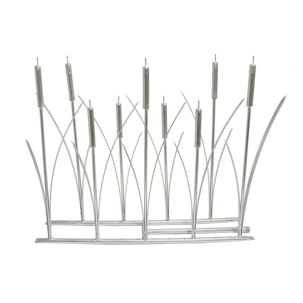 Stainless steel fireplace burner with upright tubes and base rail