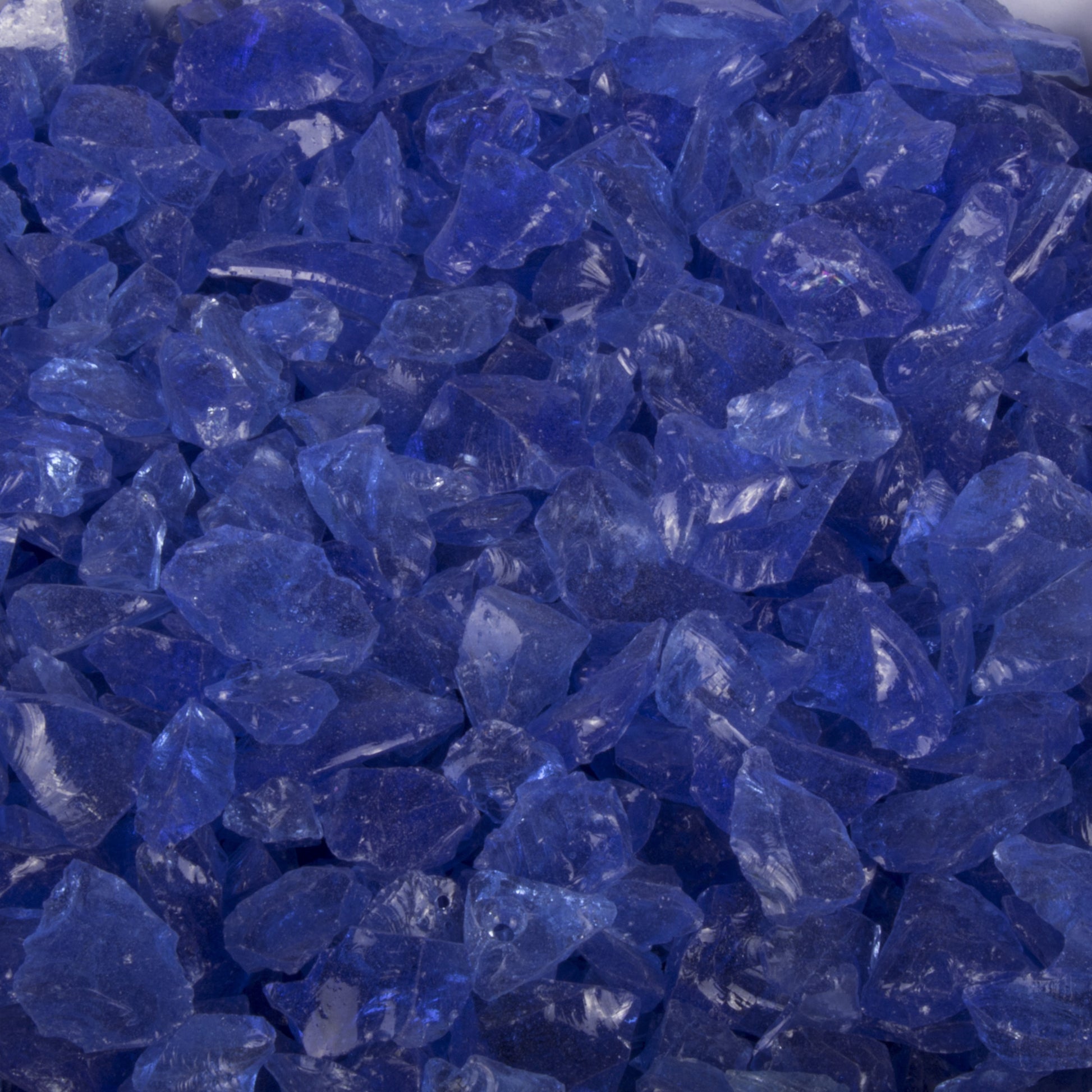 Blue fire glass shards, 0.5–0.75 in size pieces