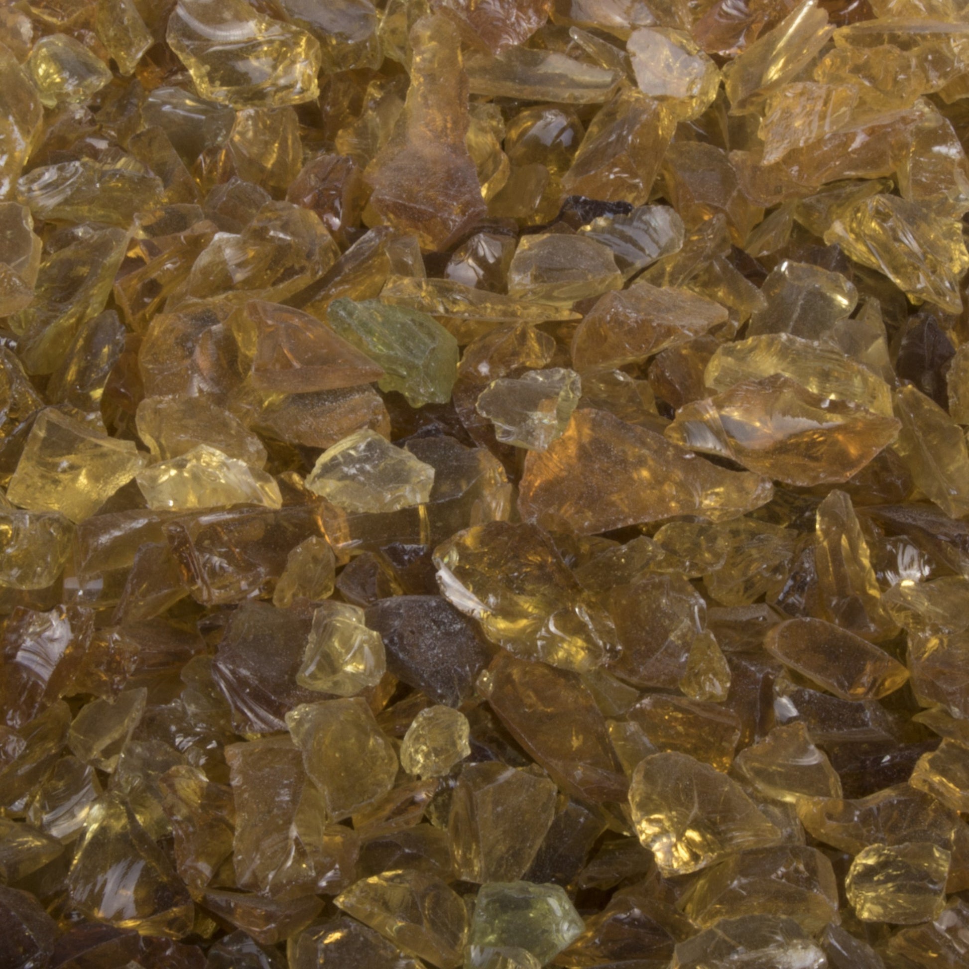 Amber fire glass stones, translucent irregular pieces for fire pits and fire features
