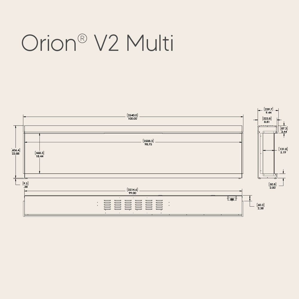 Modern Flames Orion V2 Multi 100-Inch Three-Sided Built-In Electric Fireplace