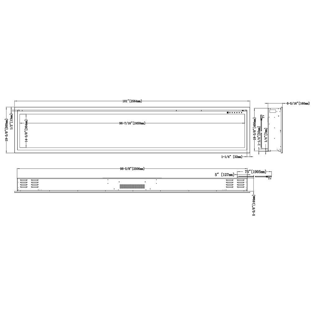 Modern Flames Orion Slim 100-Inch Linear Built-In Electric Fireplace