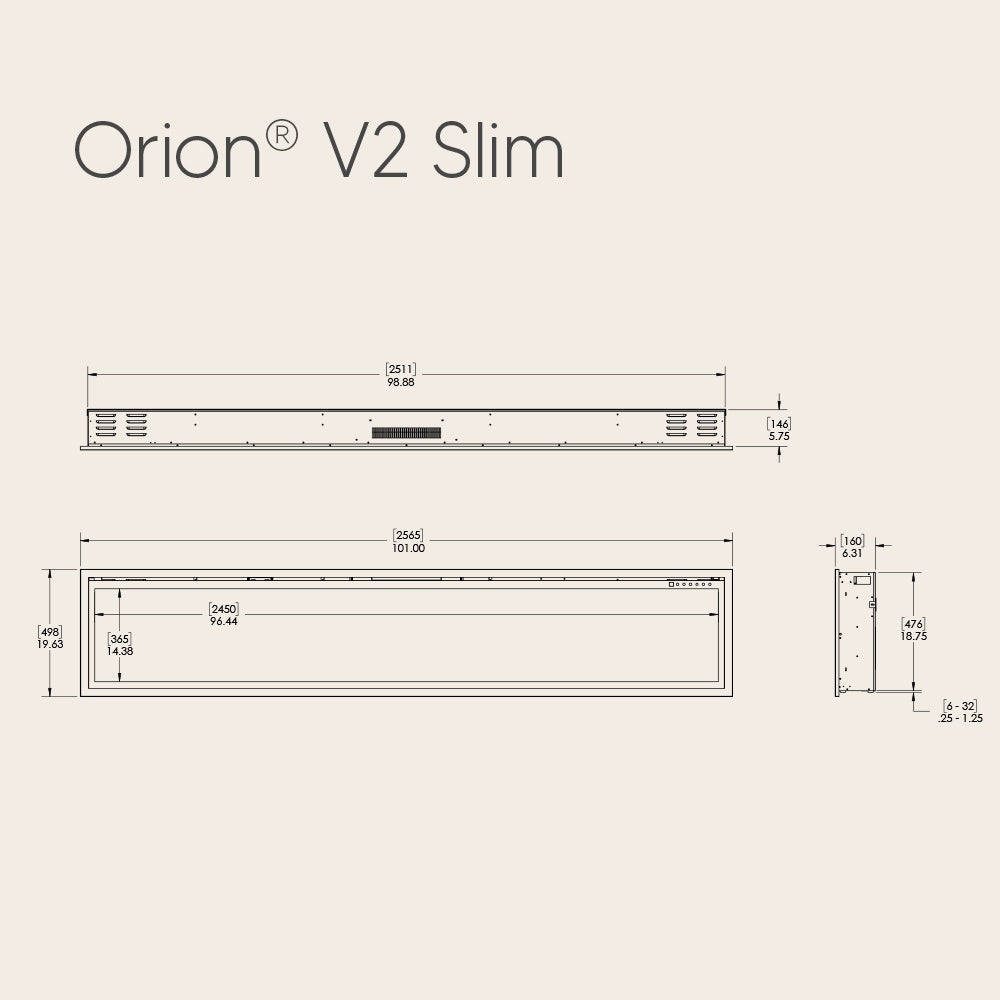 Modern Flames Orion V2 Slim 100-Inch Linear Built-In Electric Fireplace