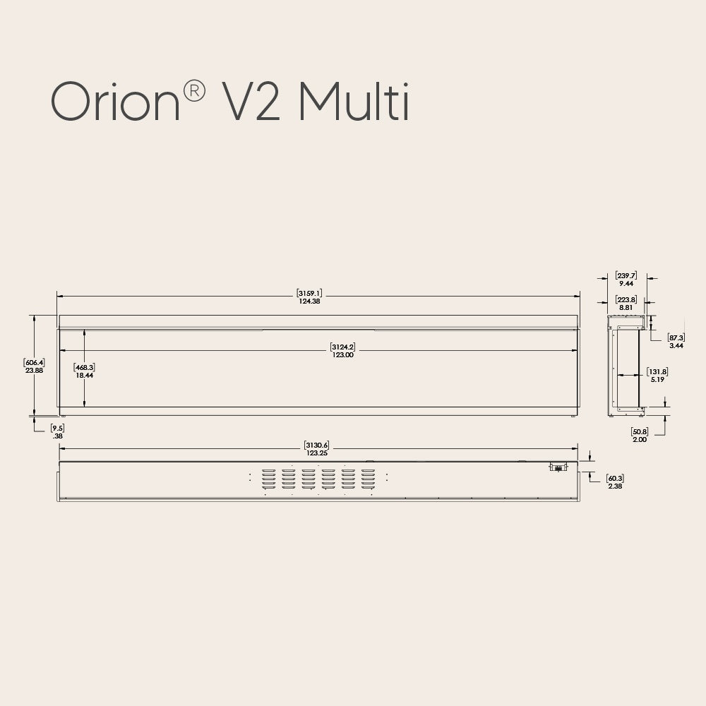 Modern Flames Orion V2 Multi 120-Inch Three-Sided Built-In Electric Fireplace