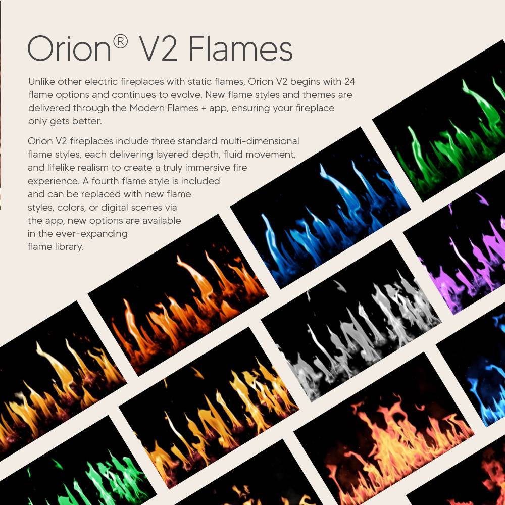 Modern Flames Orion V2 Multi 100-Inch Three-Sided Built-In Electric Fireplace