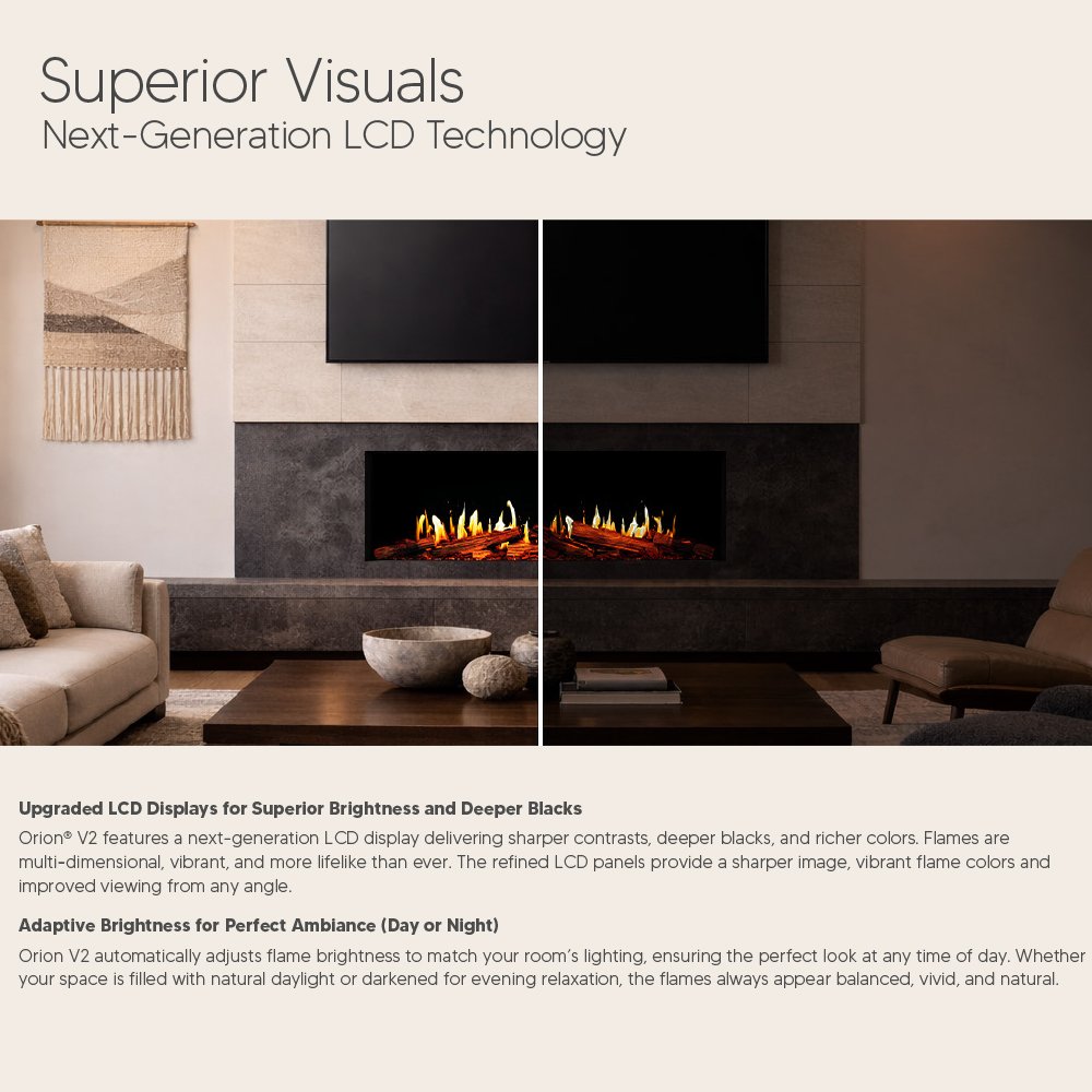 Modern Flames Orion V2 Multi 100-Inch Three-Sided Built-In Electric Fireplace