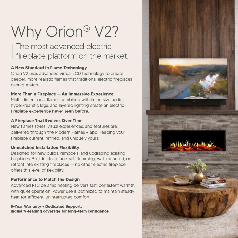 Modern Flames Orion V2 Slim 100-Inch Linear Built-In Electric Fireplace
