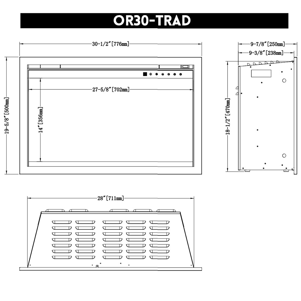 Modern Flames Orion Traditional 30-Inch Built-In Electric Fireplace