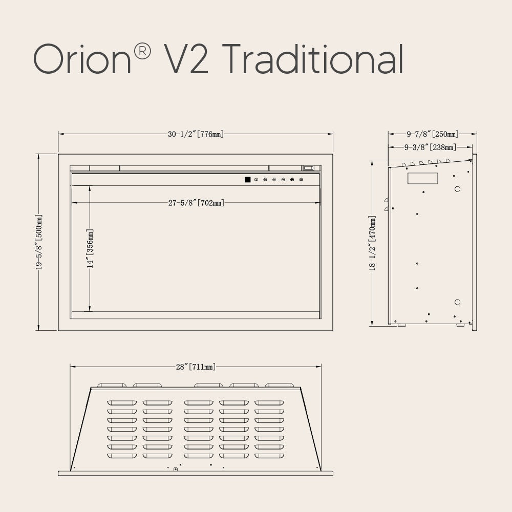 Modern Flames Orion V2 Traditional 30-Inch Built-In Electric Fireplace