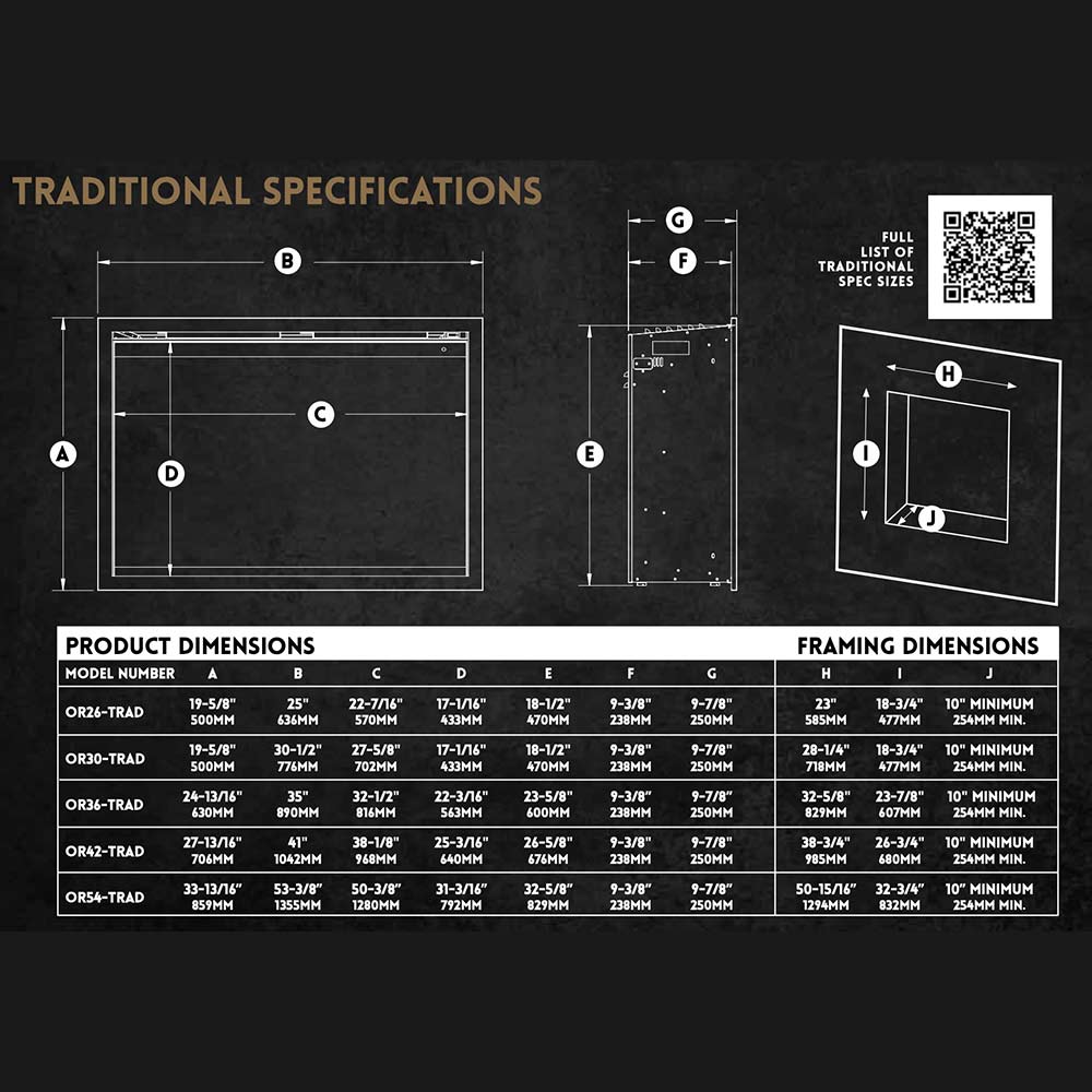 Orion Traditional 36-Inch Electric Fireplace Insert with Extra Tall Surround