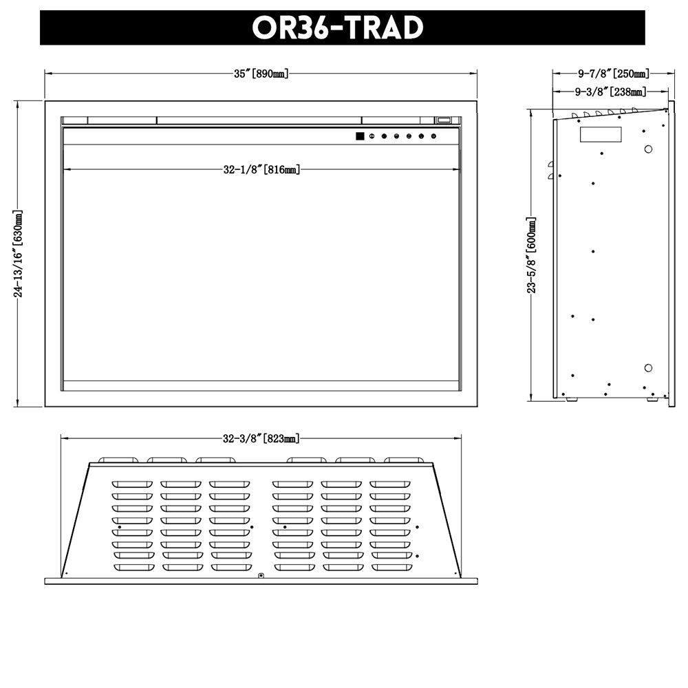 Orion Traditional 36-Inch Electric Fireplace Insert with Extra Tall Surround