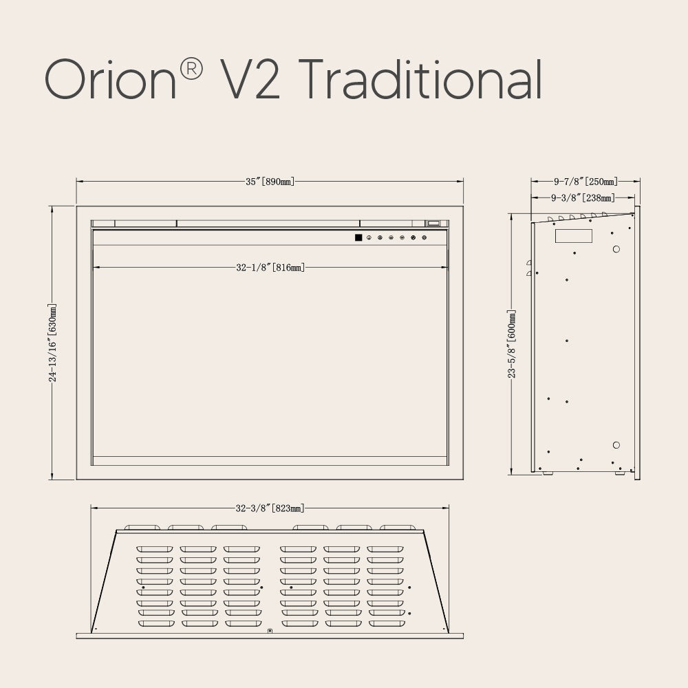 Modern Flames Orion V2 Traditional 36-Inch Electric Fireplace Insert with Extra Tall Surround