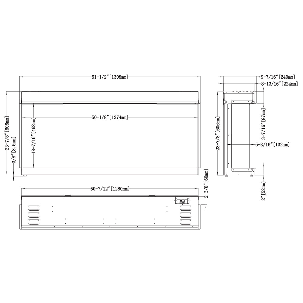 Modern Flames Orion Multi 52-Inch Three-Sided Built-In Electric Fireplace