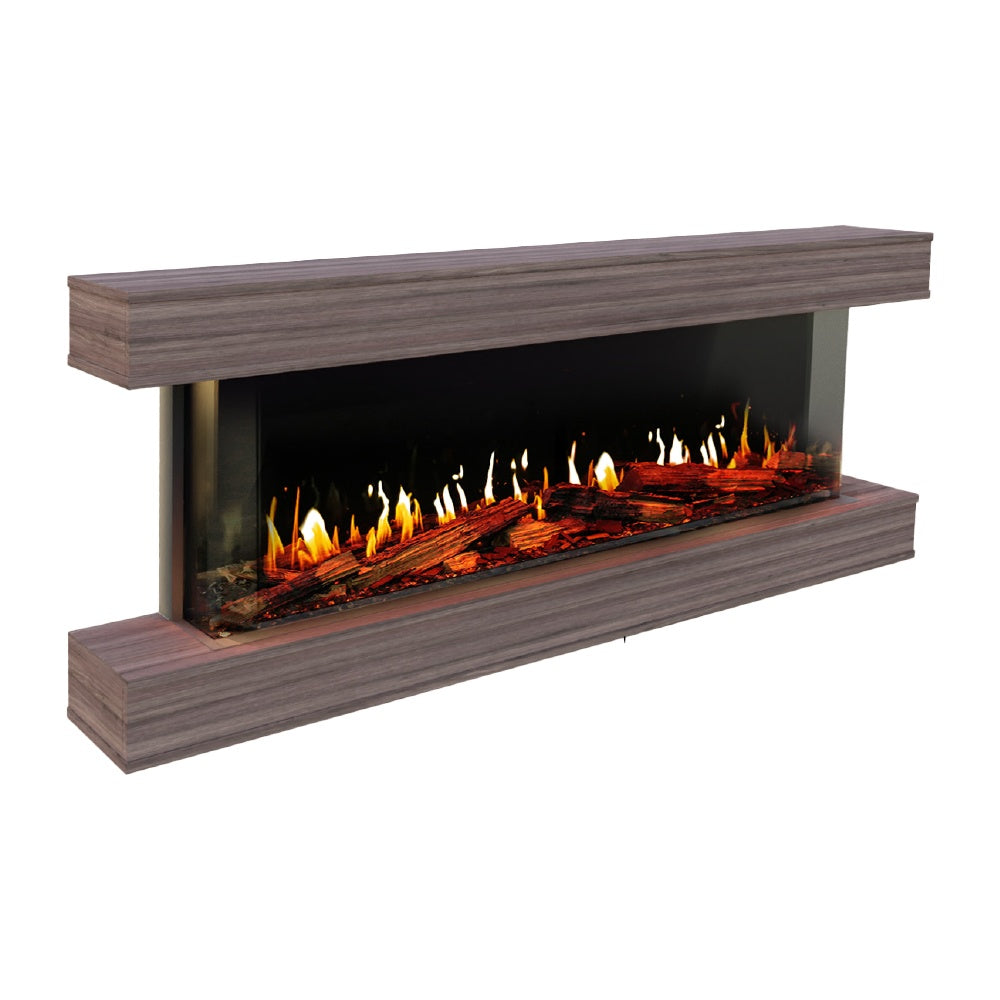 Modern Flames Orion V2 Multi 52-Inch Three-Sided Electric Fireplace with Wall Mounted Floating Mantel Set