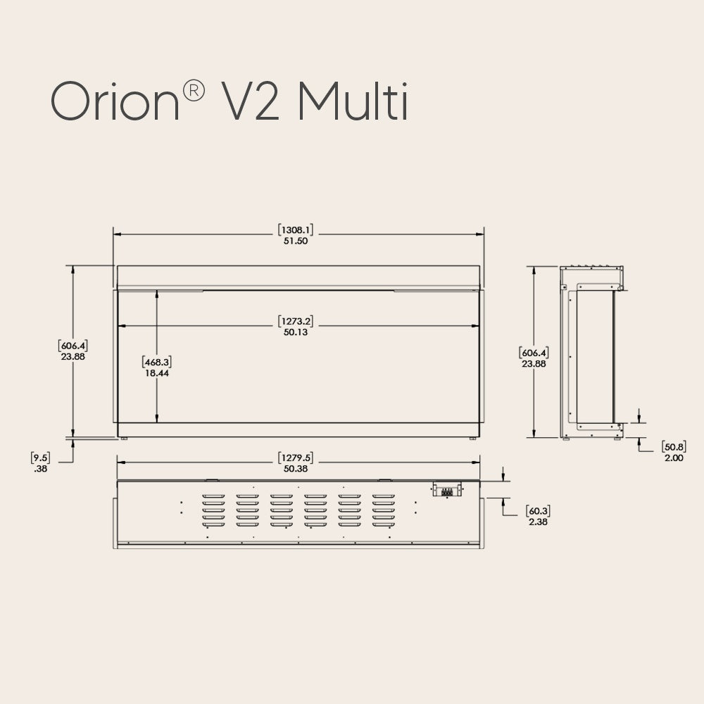 Modern Flames Orion V2 Multi 52-Inch Three-Sided Built-In Electric Fireplace