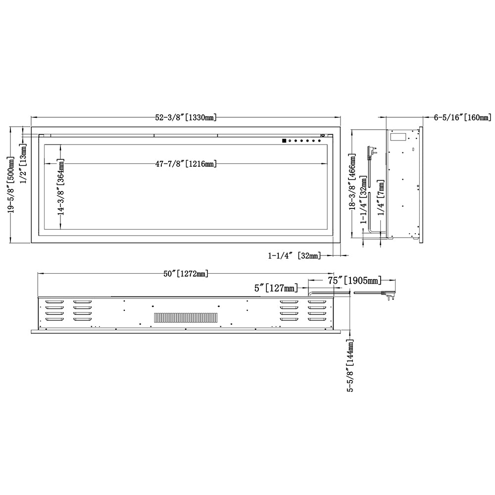 Modern Flames Orion Slim 52-Inch Linear Built-In Electric Fireplace