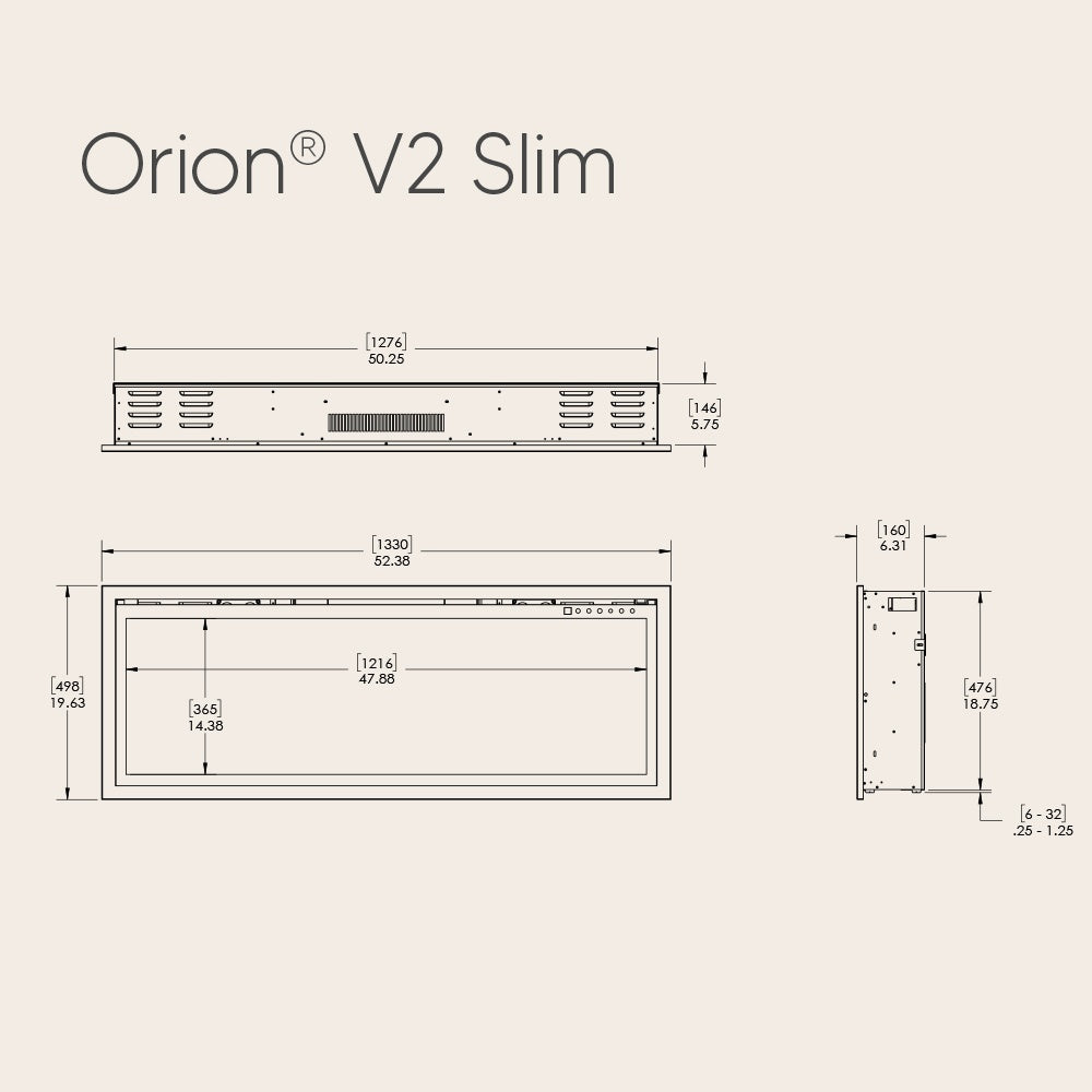 Modern Flames Orion V2 Slim 52-Inch Linear Built-In Electric Fireplace